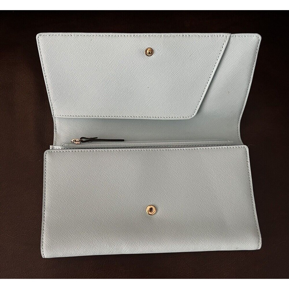 Kate Spade Wallet Blue Snap Closure ID Slot & Zipper Pockets w Silver NEW - Picture 3 of 9